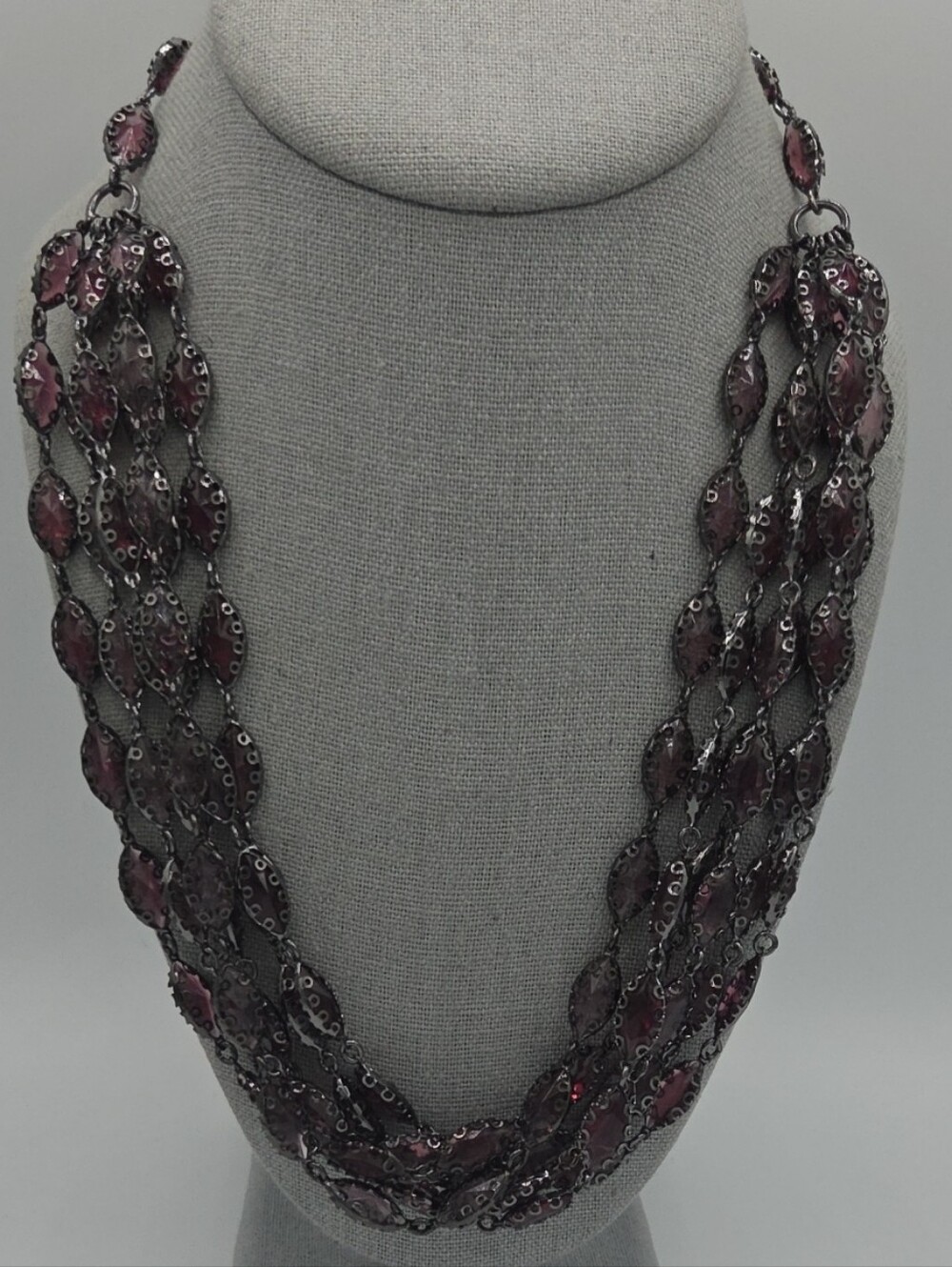 5 for $25! Banana Republic Multi-Strand Purple Plastic Beaded Chain Necklace
